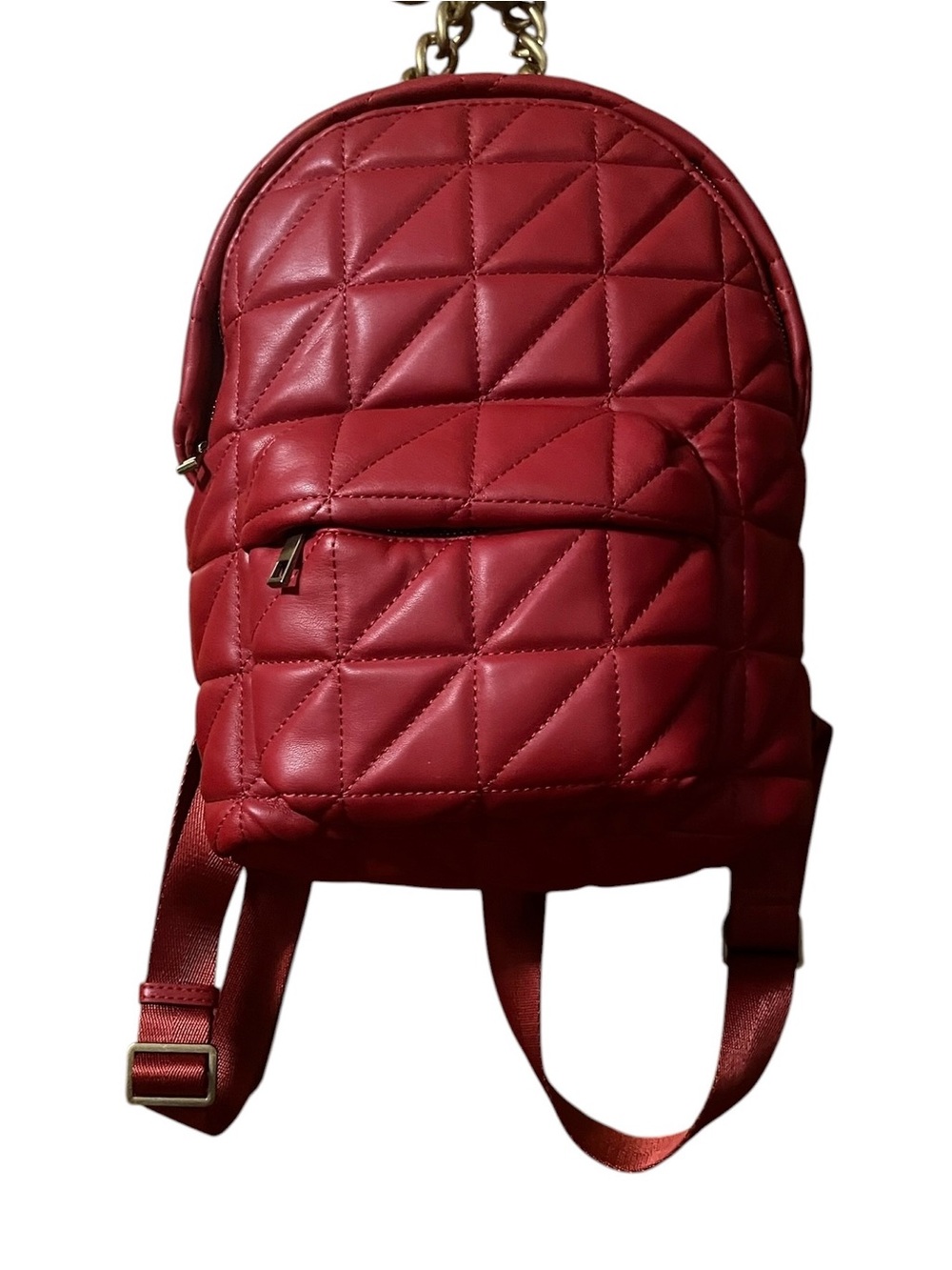 Zara Quilted Red Backpack - Women's Everyday Bag